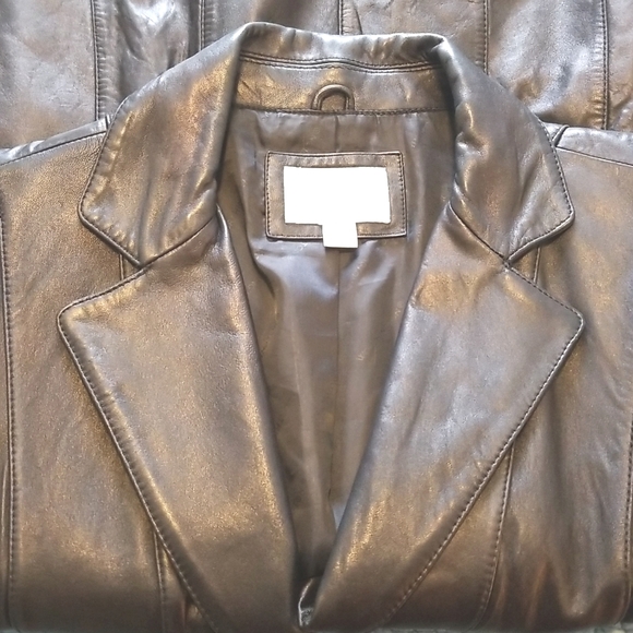 Lambskin black leather fully lined vintage Worthington princess seamed blazer - Picture 4 of 9